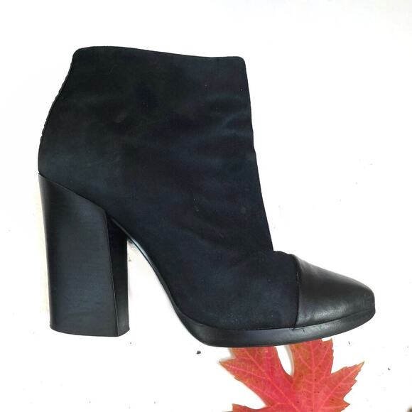 Tory Burch Black Suede Leather Cap-Toe Booties | Parisian Street Style Fall Edit - Picture 1 of 16